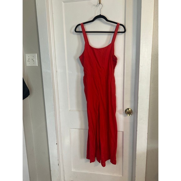 Cynthia Rowley Red 100% Linen Jumpsuit Size 8 - Picture 2 of 8